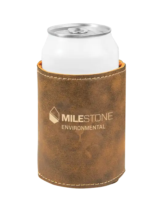 Rustic Leatherette Beverage Holder w/Milestone Environmental Logo