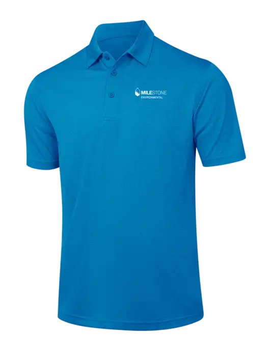 Sapphire Blue Heather Contender Polo w/Milestone Environmental Logo