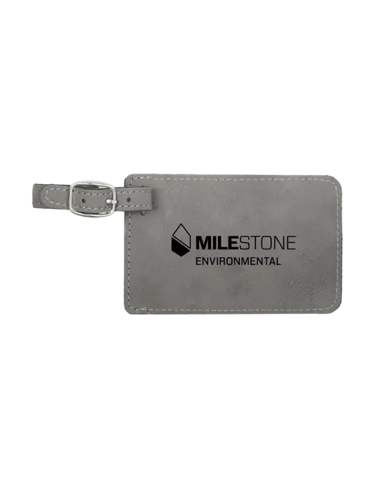 Grey Leatherette Luggage Tag w/Milestone Environmental Logo