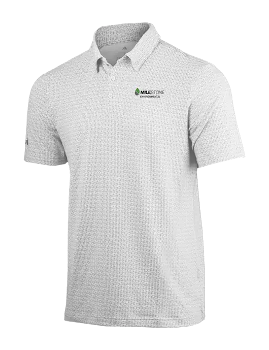 Adidas White Printed Blend Polo w/Milestone Environmental Logo