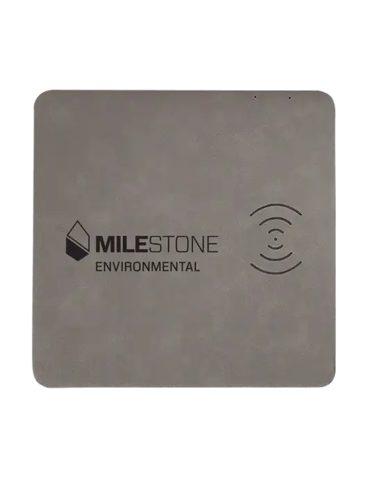 Grey Laserable Leatherette Phone Charging Mat w/Milestone Environmental Logo