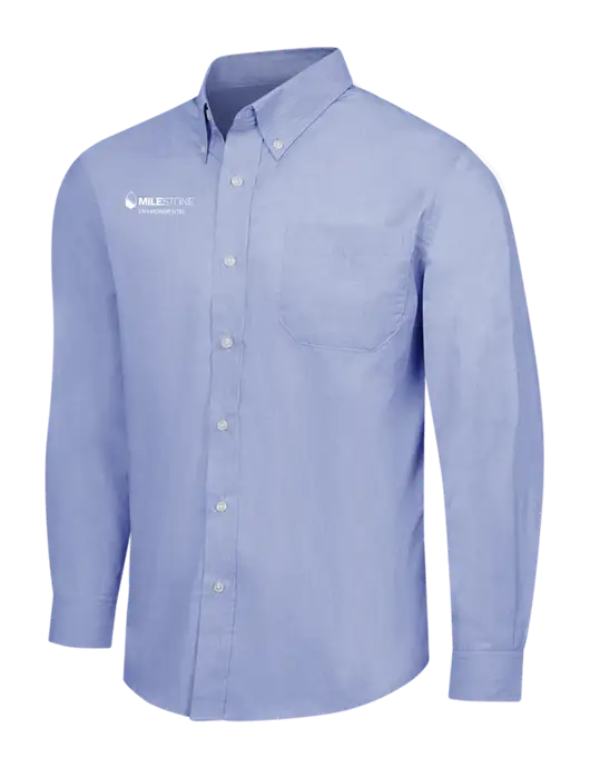 Light Slate Blue Crosshatch Easy Care Shirt w/Milestone Environmental Logo