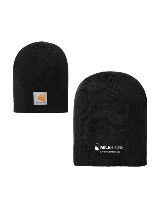 Carhartt Black Acrylic Knit Hat w/Milestone Environmental Logo