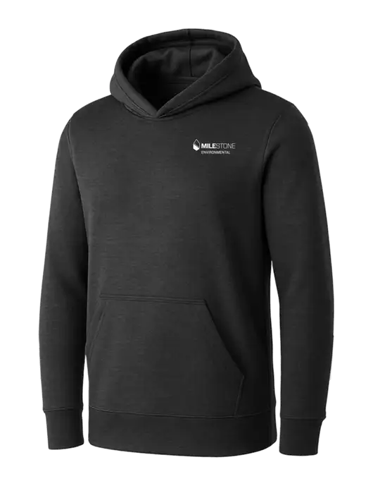 Womens Dark Grey Heather Core Fleece Pullover Hooded Sweatshirt w/Milestone Environmental Logo