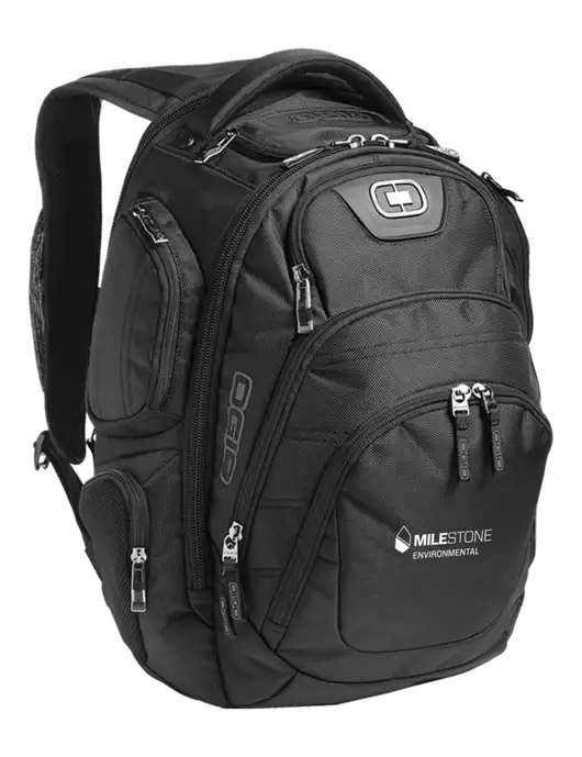 OGIO Black Stratagem Laptop Backpack w/Milestone Environmental Logo