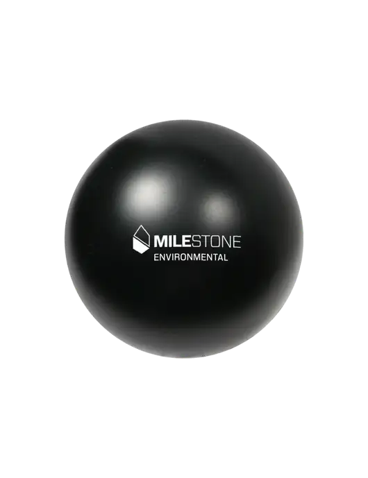 Black Stress Reliever Ball w/Milestone Environmental Logo