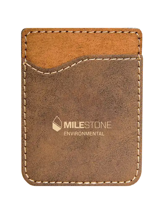 Rustic Laserable Leatherette Phone Wallet w/Milestone Environmental Logo