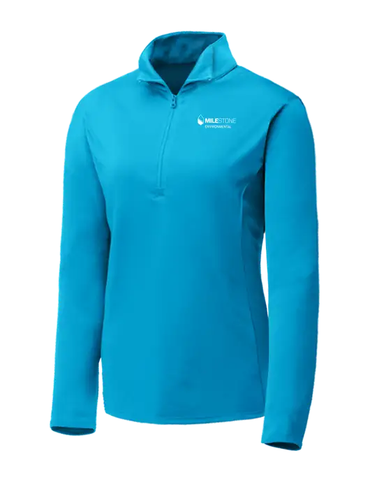 Sapphire Blue Womens Posicharge Competitor ¼ Zip Pullover w/Milestone Environmental Logo