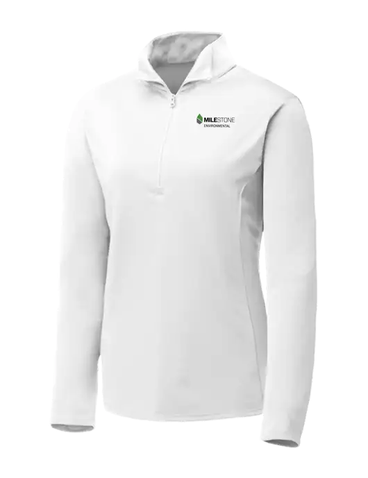 White Womens Posicharge Competitor ¼ Zip Pullover w/Milestone Environmental Logo