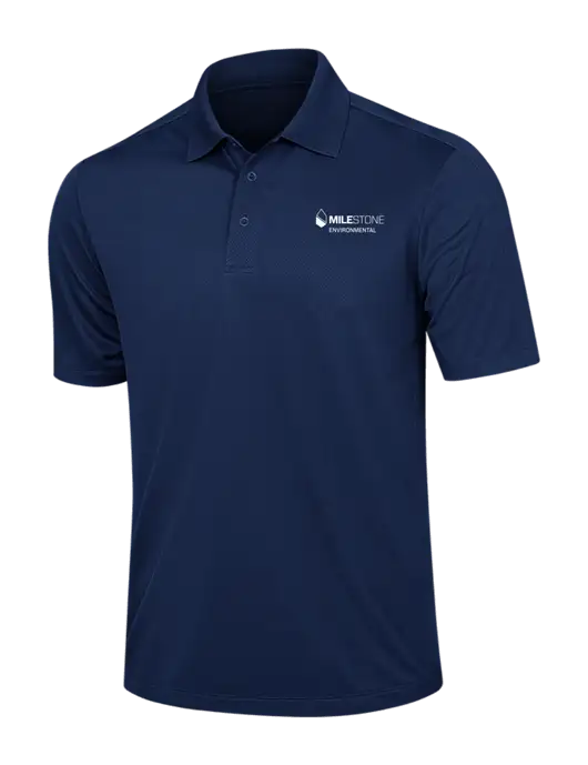 Dark Navy Diamond Textured Jacquard Polo w/Milestone Environmental Logo