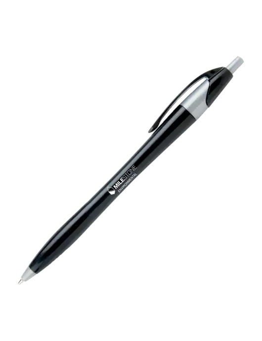 Novella Black/Silver Corporate Pen - Blue Ink w/Milestone Environmental Logo