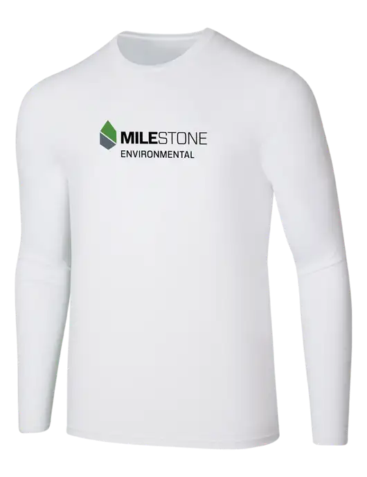 Seriously Soft White Long Sleeve T-Shirt w/Milestone Environmental Logo