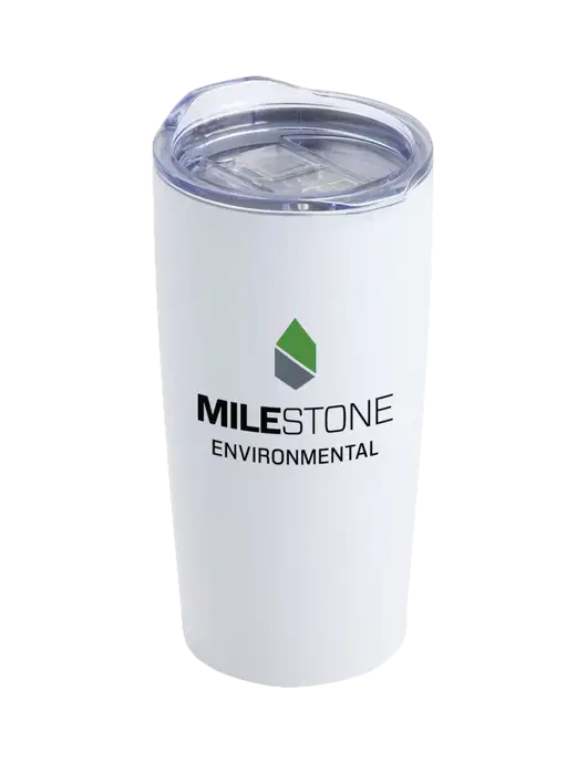 Society White 20 oz Insulated Tumbler w/Milestone Environmental Logo