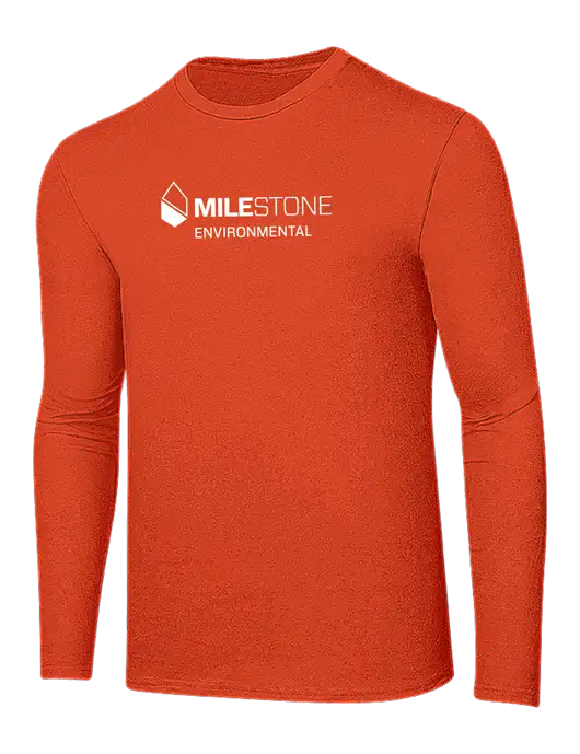 Ring Spun Orange 4.5 oz Long Sleeve T-Shirt w/Milestone Environmental Logo