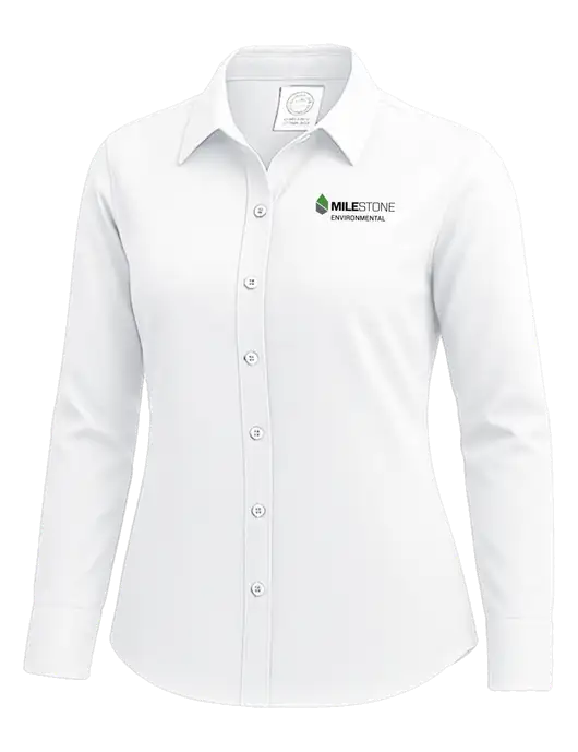 Brooks Brothers Womens White Wrinkle-Free Stretch Nailhead Shirt w/Milestone Environmental Logo