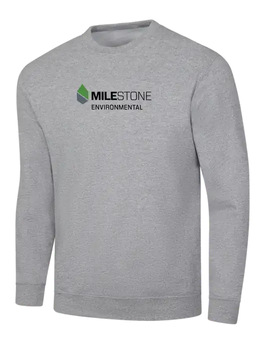 Light Grey Heather 7.8 oz Ring Spun Crew Sweatshirt w/Milestone Environmental Logo