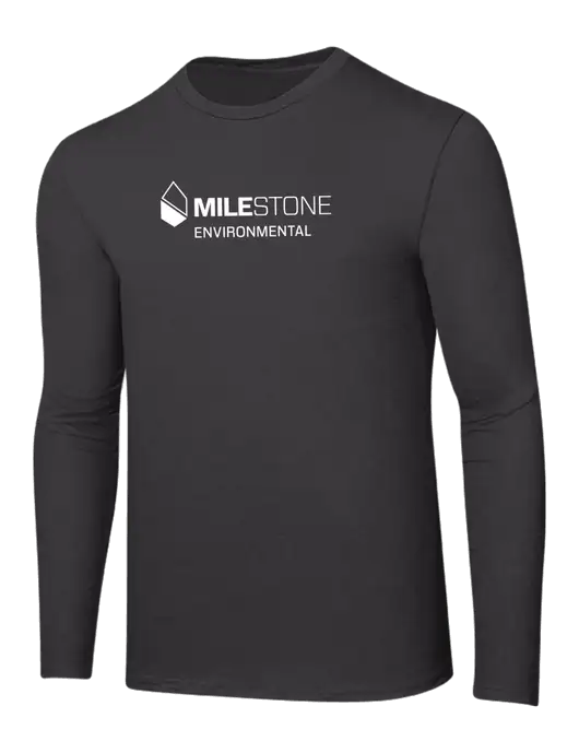 Ring Spun Charcoal 4.5 oz Long Sleeve T-Shirt w/Milestone Environmental Logo