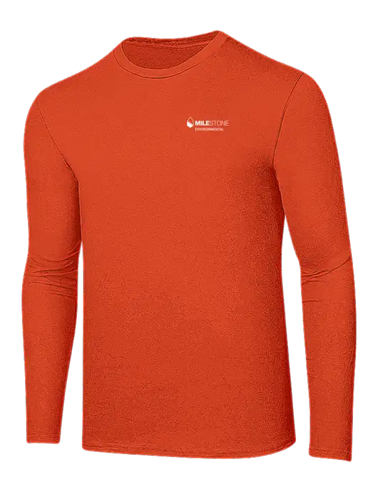 Ring Spun Orange 4.5 oz Long Sleeve T-Shirt w/Milestone Environmental Logo