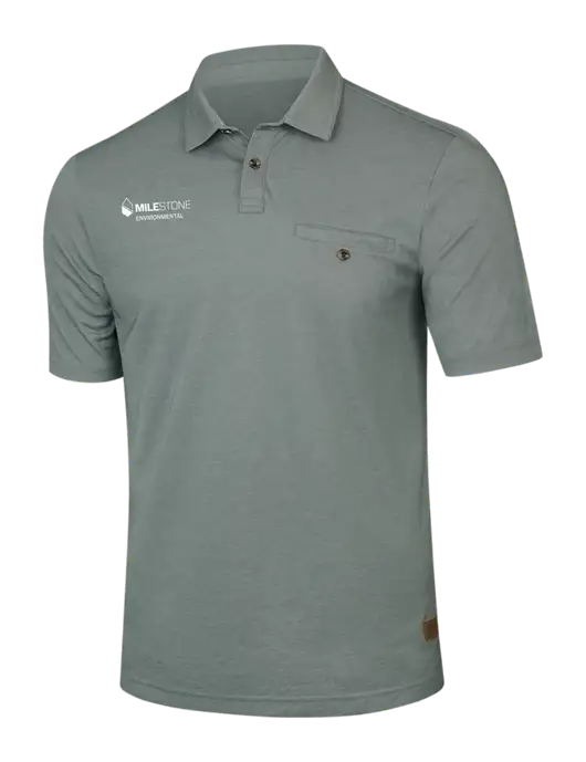 TravisMathew Dark Green Heather Sunsetters Pocket Polo w/Milestone Environmental Logo