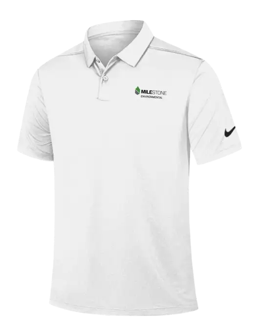 Nike White Dry Essential Solid Polo w/Milestone Environmental Logo