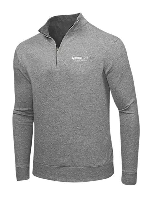 Medium Heather Grey/Charcoal Heather Interlock 1/4 Zip w/Milestone Environmental Logo