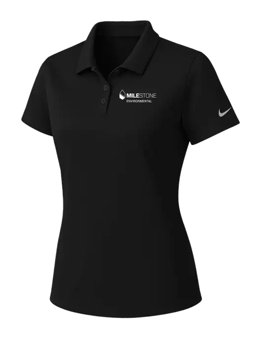 Nike Womens Black Dry Essential Solid Polo w/Milestone Environmental Logo