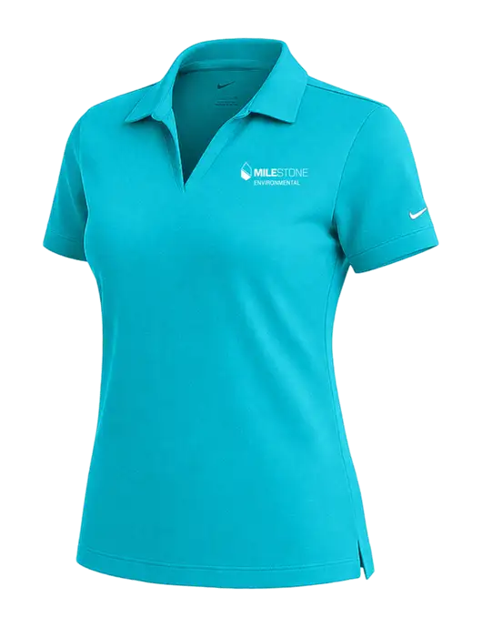 NIKE Sapphire Blue Womens Dri-Fit Micro Pique Polo w/Milestone Environmental Logo