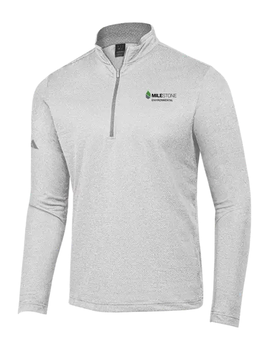Adidas Light Grey Heather Space Dyed Quarter-Zip Pullover w/Milestone Environmental Logo