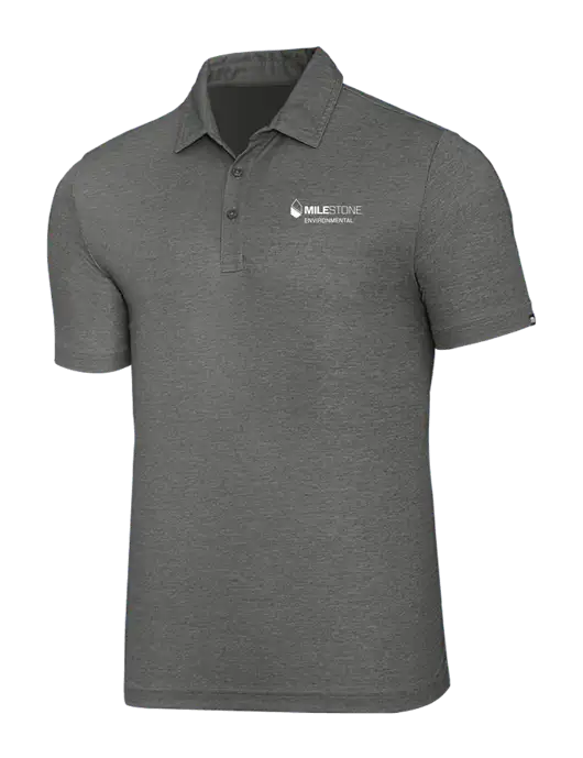 TravisMathew Grey Heather Oceanside Polo w/Milestone Environmental Logo
