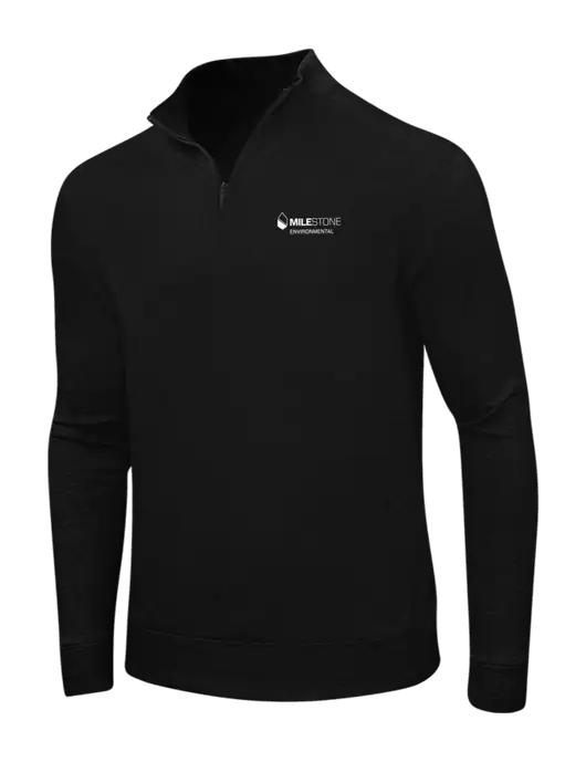 Deep Black/Charcoal Heather Interlock 1/4 Zip w/Milestone Environmental Logo