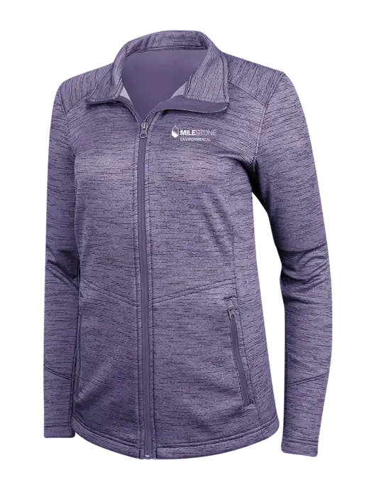 Purple Womens Digi Stripe Fleece Jacket w/Milestone Environmental Logo