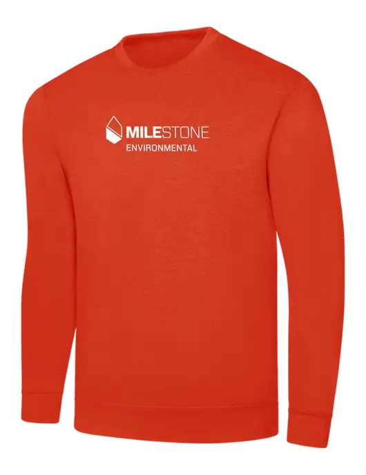 Orange 7.8 oz Ring Spun Crew Sweatshirt w/Milestone Environmental Logo