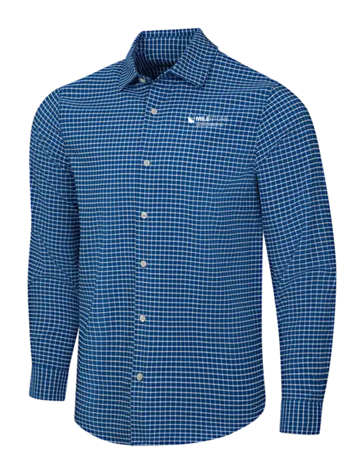 Navy/White City Stretch Shirt w/Milestone Environmental Logo