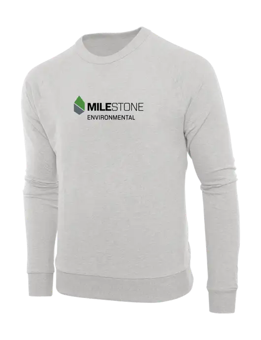 Allmade Granite Grey Heather Organic French Terry Crewneck Sweatshirt w/Milestone Environmental Logo