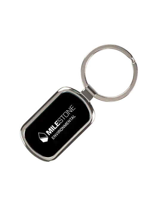 Black Laserable Rectangle Keychain w/Milestone Environmental Logo