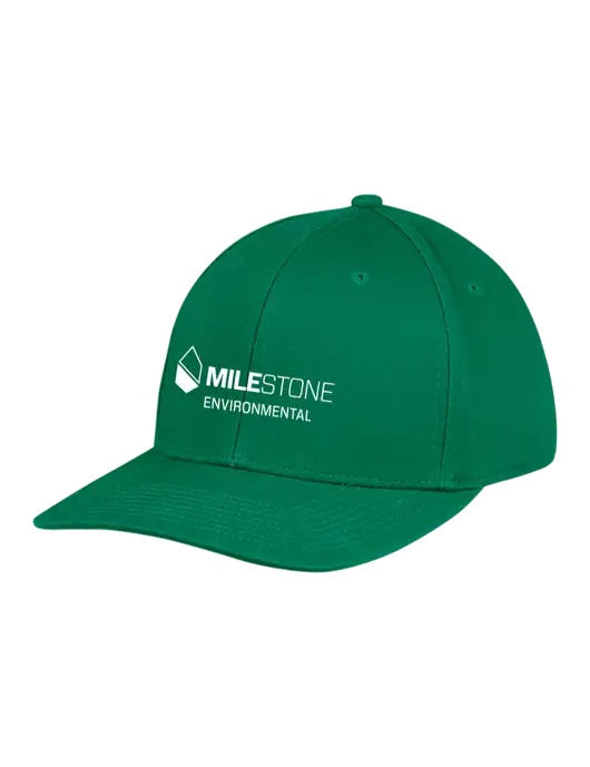 Premium Modern Structured Twill Kelly Green Snapback Cap w/Milestone Environmental Logo