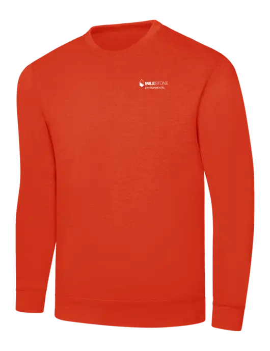 Orange 7.8 oz Ring Spun Crew Sweatshirt w/Milestone Environmental Logo