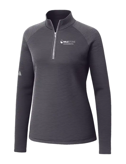 Adidas Womens Medium Grey Spacer Quarter-Zip Pullover  w/Milestone Environmental Logo