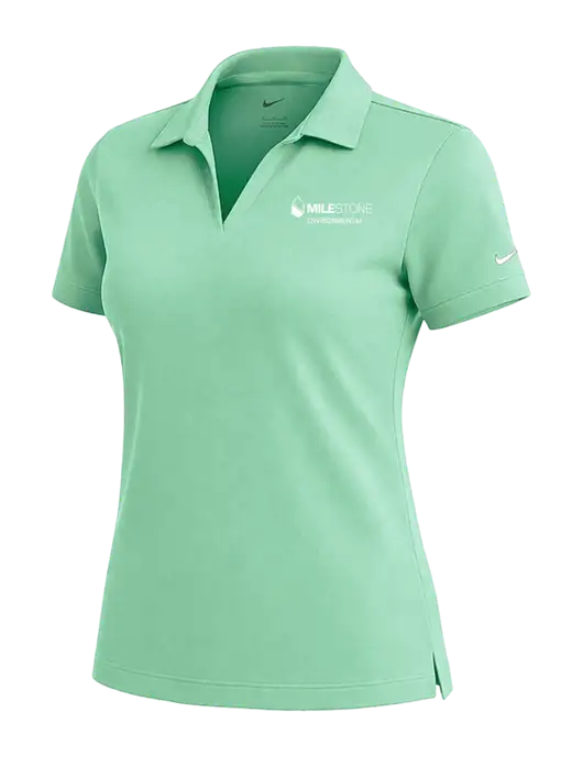 NIKE Very Light Green Womens Dri-Fit Micro Pique Polo w/Milestone Environmental Logo