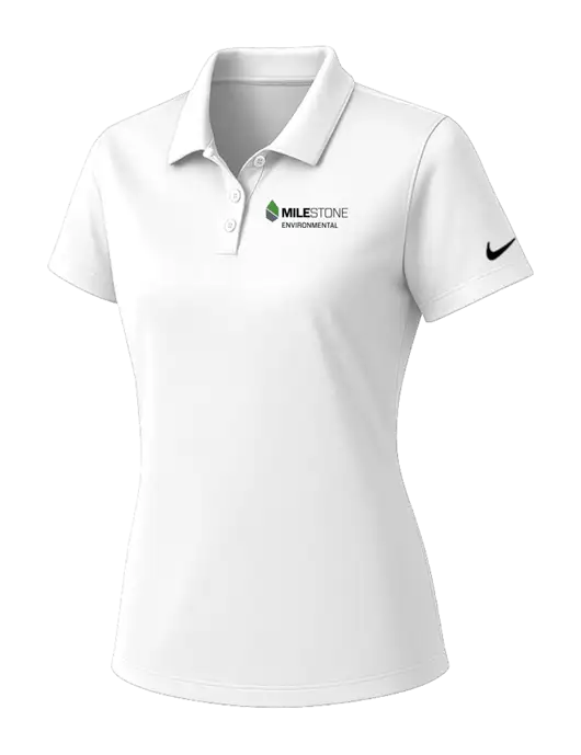 Nike Womens White Dry Essential Solid Polo w/Milestone Environmental Logo
