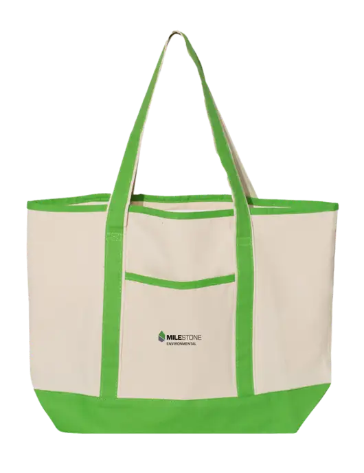 Natural/Light Kelly Large Canvas Deluxe Tote w/Milestone Environmental Logo