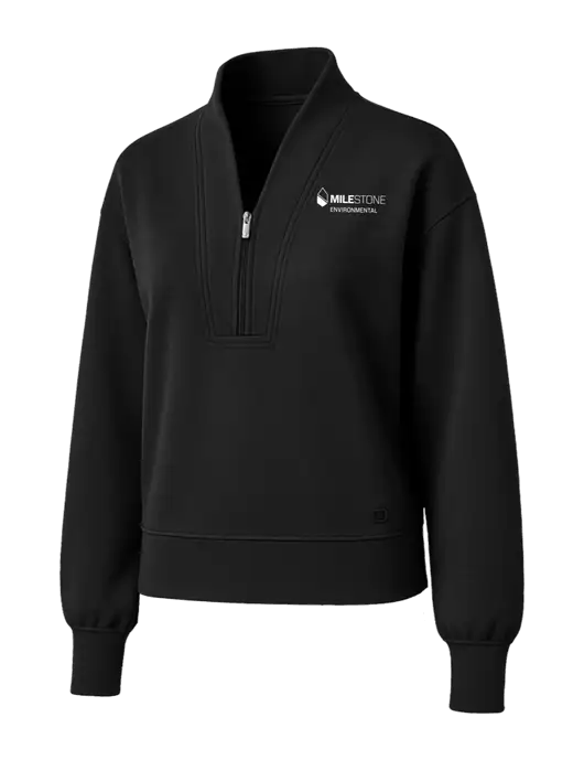 OGIO Womens Black Transcend 1/4-Zip w/Milestone Environmental Logo