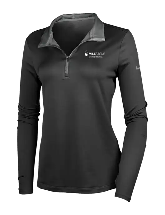 NIKE Black/Dark Grey Womens Dry-Fit Stretch 1/2 Zip Cover-Up w/Milestone Environmental Logo