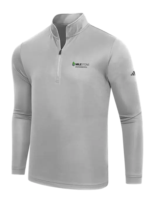 Adidas Medium Grey  Lightweight Quarter Zip Pullover w/Milestone Environmental Logo
