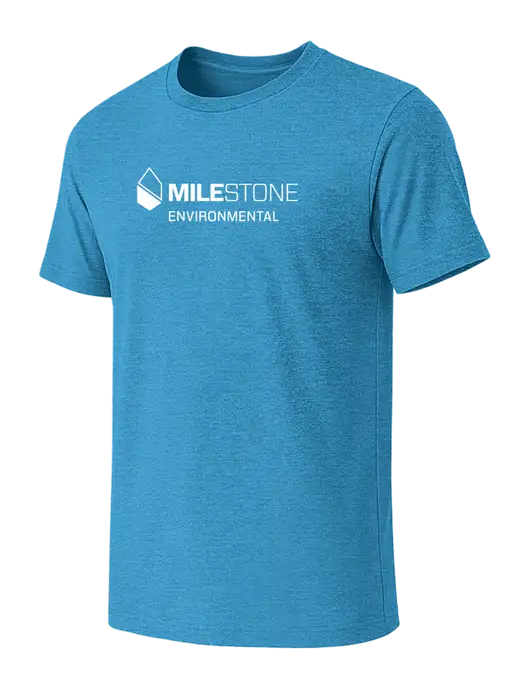 BELLA+CANVAS Heather Sapphire CVC Short Sleeve Tee w/Milestone Environmental Logo