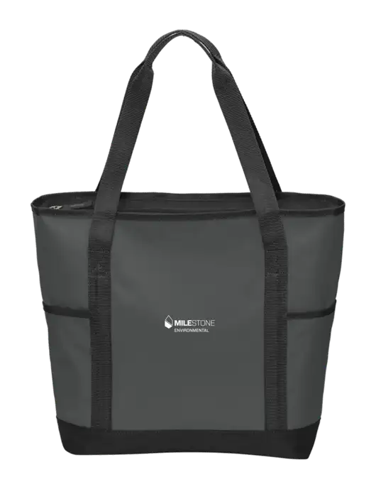 On the Go Charcoal/Black Tote  w/Milestone Environmental Logo