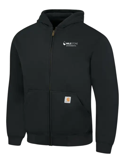 Carhartt Black Rain Defender Paxton Heavyweight Hooded Full Zip-Front Sweatshirt w/Milestone Environmental Logo