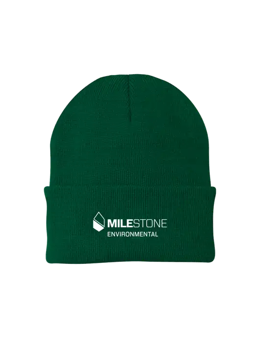 Dark Green Knit Cap w/Milestone Environmental Logo