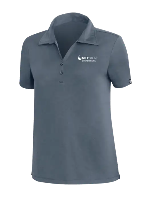 TravisMathew Dark Slate Blue Womens Coto Performance Polo w/Milestone Environmental Logo
