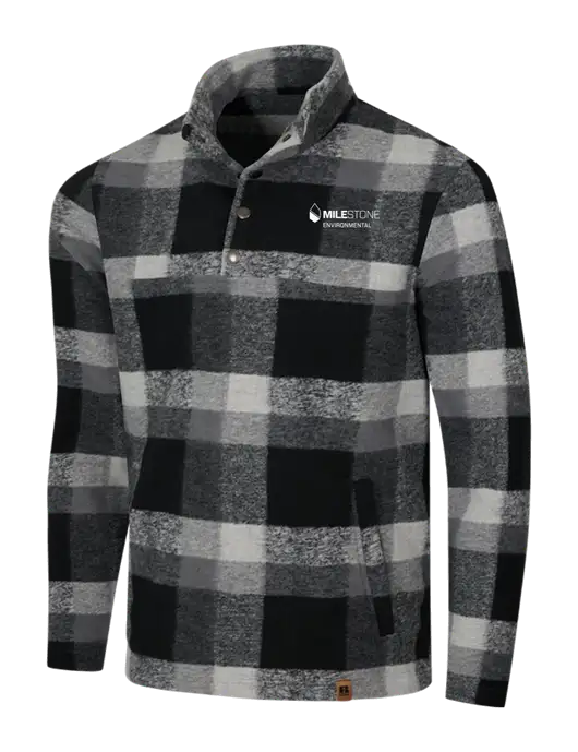 Russell Outdoors Black/White Plaid Basin Snap Pullover w/Milestone Environmental Logo